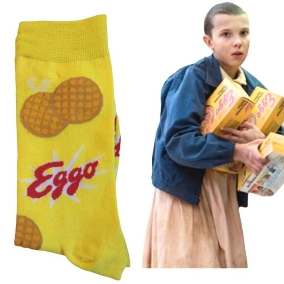 Stranger Things And Eggo Waffles 3 Pairs Crew Socks Bundle NWT - Picture 7 of 12